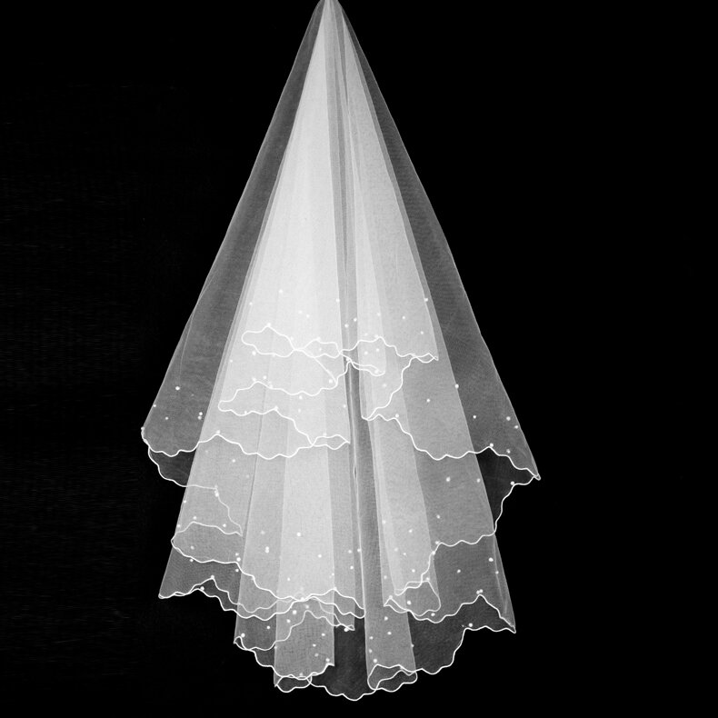 화이트 웨딩 베일 신부 짧은 진주 소프트 원사 웨딩 액세서리, 도매 1.2 미터