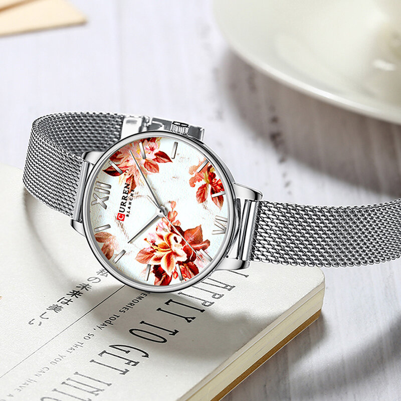 CURREN zegarki damskie New Fashion Design kobiety oglądać na co dzień kobiet zegarek kwarcowy z pełnej stali dziewczyna zegar Relogio Feminino