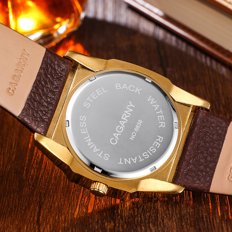 Projektant złoty zegarek mężczyźni skórzany pasek Casual męskie zegarki kwarcowe człowiek wodoodporny data wojskowy Relogio Masculino Cagarny XFCS