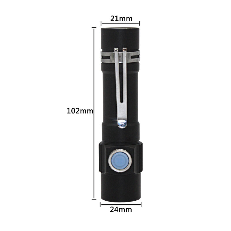 Mini lampe de poche Portable Rechargeable par USB, torche à LED T6, 3 Modes, pratique, lanterne, batterie 18650, pour camping en plein air
