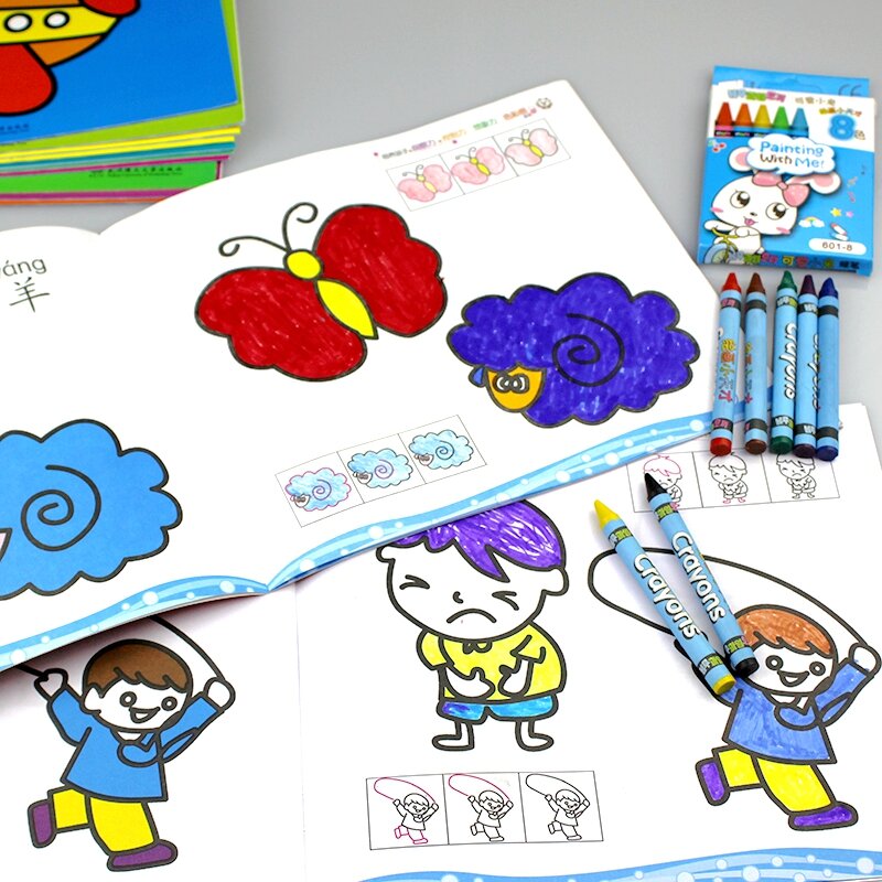 Terbaru 12 Buah/Set Laris Mudah untuk Belajar Menggambar Buku Lukisan Graffiti Buku Mewarnai Sebagai Hadiah untuk Anak-anak Alat Tulis Perlengkapan Sekolah