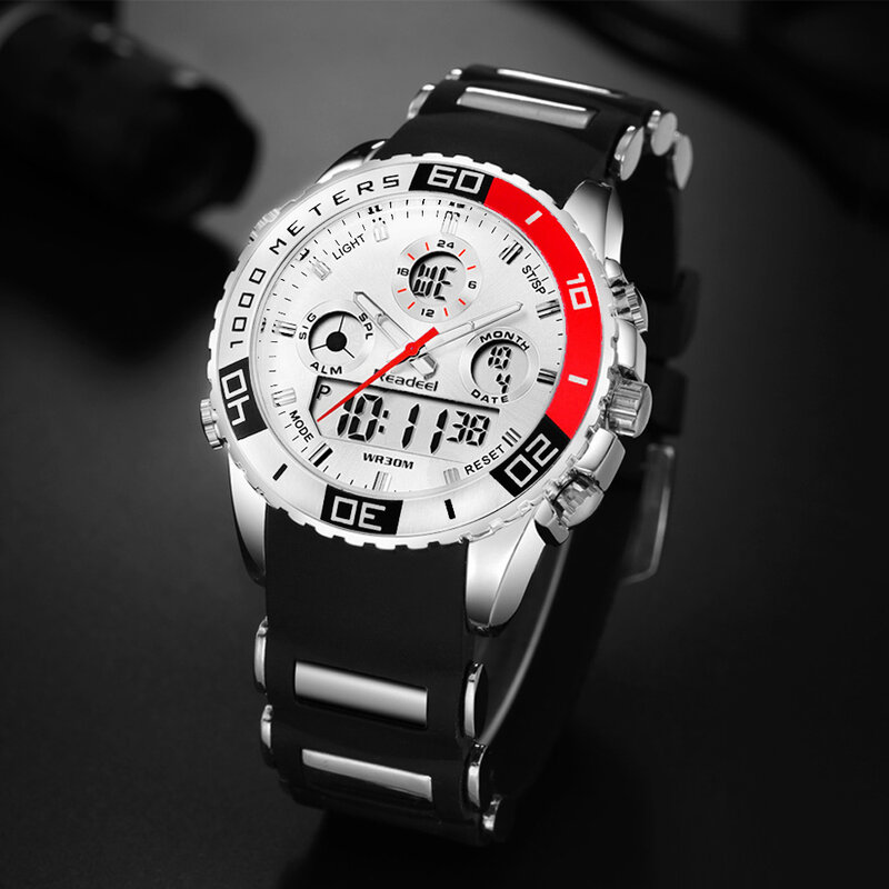 Najlepsze marki zegarki luksusowe męskie gumowe LED cyfrowy męski zegarek kwarcowy człowiek sportowy wojskowy zegarek na rękę erkek kol saati