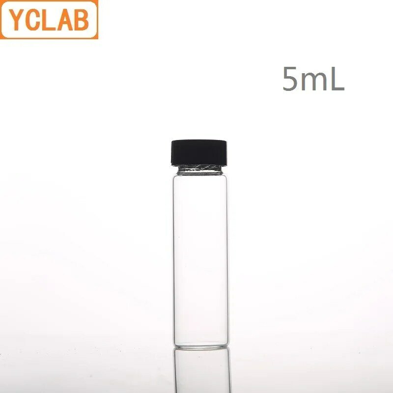 YCLAB-5mL 유리 샘플 병, 세럼 병, 투명 나사, 플라스틱 캡 및 PE 패드 포함, 실험실 화학 장비