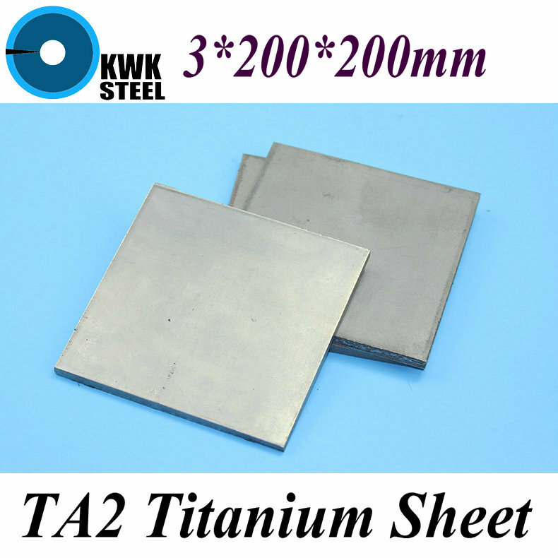 3*200*200mm Lembar Titanium Ti Gr1 Titanium TA2 Murni UNS Piring Industri atau Bahan DIY Gratis pengiriman