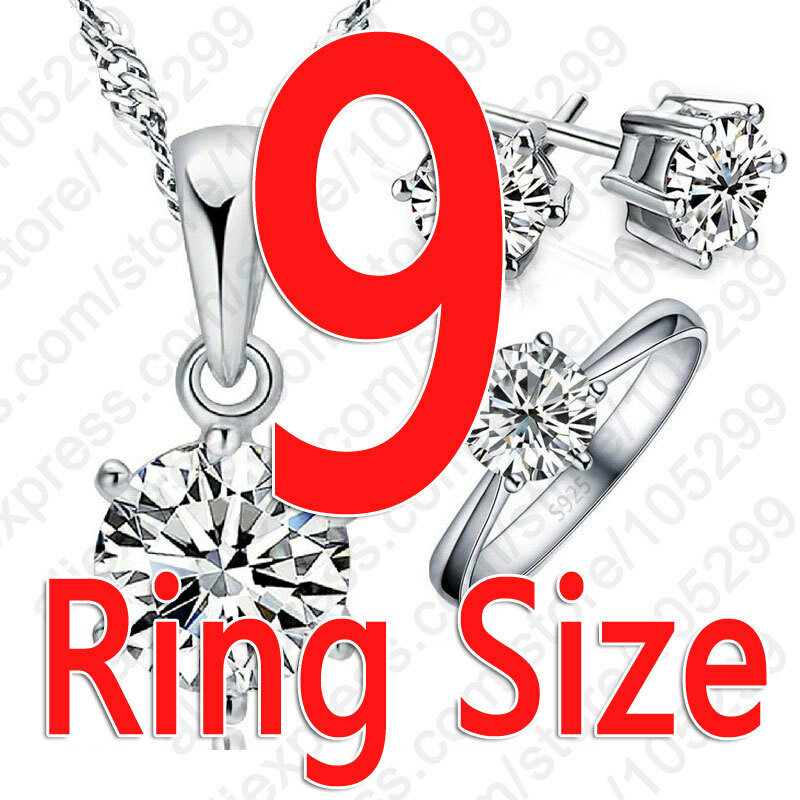 Joias de prata esterlina 925 autêntica para casamento, para mulheres, meninas, clássica, redonda, brilhante, colar/brinco/anel