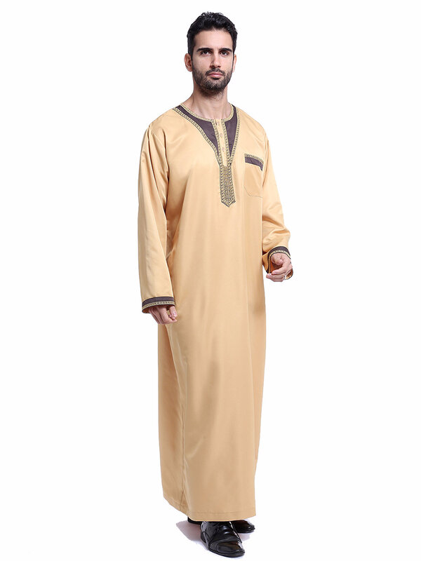 Men's Hijab Dress Muslim Adult Arabic Abaya Button Jubah Caftan Islamic Jubba Thobe Men Saudis Arabia Thobes Vestido CN-045