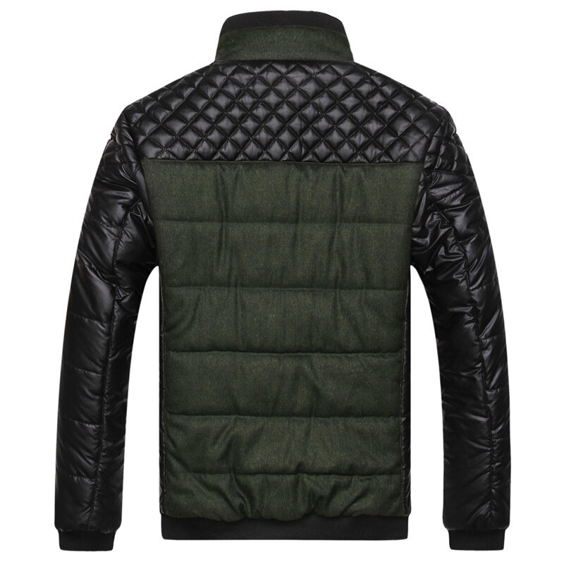 DIMUSI 겨울 남성 파카 패션 남성 코튼 두꺼운 패딩 재킷, 남성 캐주얼 PU 패치워크 디자인, 겉옷 코트 의류, YA745