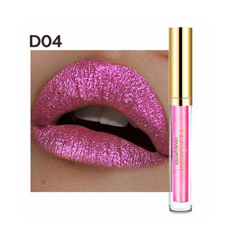 VERONNI Metalic Shimmer Glitter Lip Gloss Maquiagem À Prova D' Água de Longa Duração Batom Líquido @ ME88