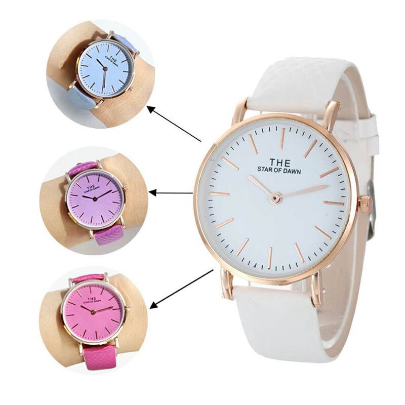 Marca de moda Relógios Simples Mulheres Descolorir Relógio de Quartzo Das Senhoras relógios de Pulso Feminino Relógio Mudam de Cor no Sol
