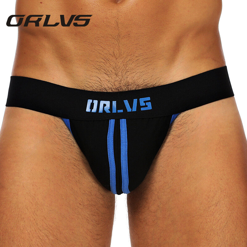 ORLVS-bragas de entrepierna abierta para hombre, ropa interior Sexy, suspensorio, Slip, Gay