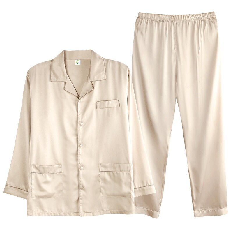 2020 luxus Männer Sommer Silk Einfache Pyjama Sets Satin Strickjacke Nachtwäsche Pyjamas Männlichen Nachtwäsche Hause Pijama Hombre Loungewear