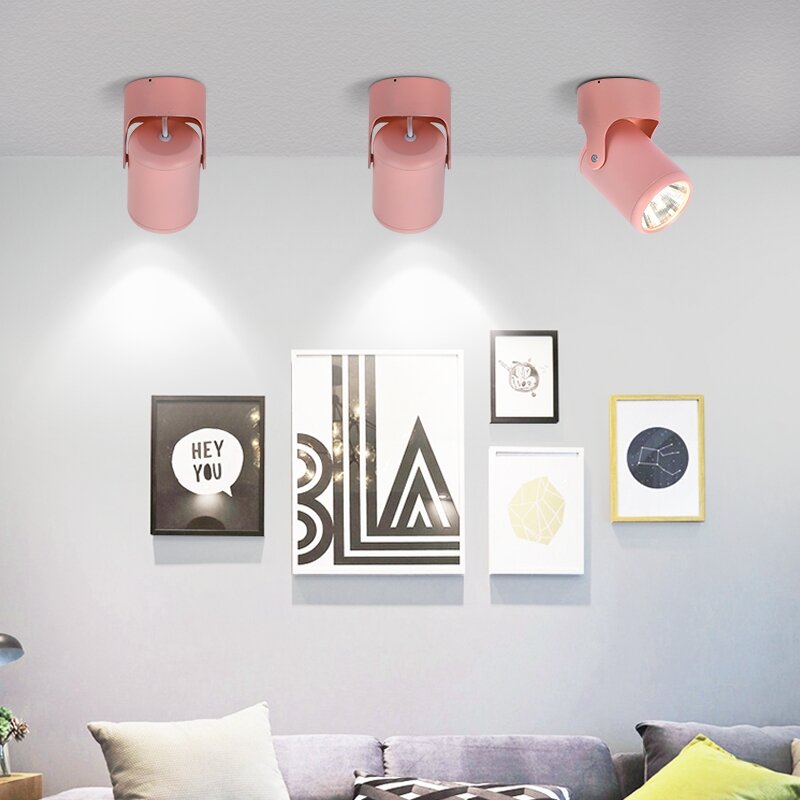Faretto da incasso a pannocchia a LED montato su superficie 10W 220v Macarons lampada da soffitto a parete con sfondo rotante a 360 gradi