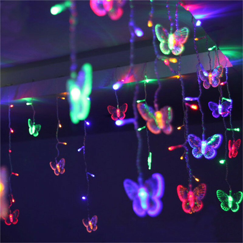 Cadena de luces LED de mariposa, 3,5 M, 96 cabezas, ca 110-220V, decoración para fiesta de navidad y día de san valentín