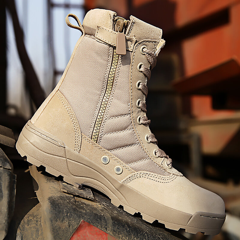Coturno masculino militar tático, sapatos de segurança de trabalho para homens botas de combate exército deserto