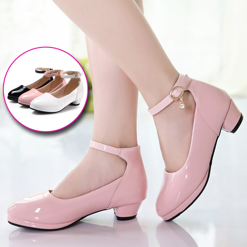 Girls Leather Shoes Spring Autumn Diamond Pendant Sandals 2019 New Children Shoes High Heels Princess Sweet Sandals For Girls