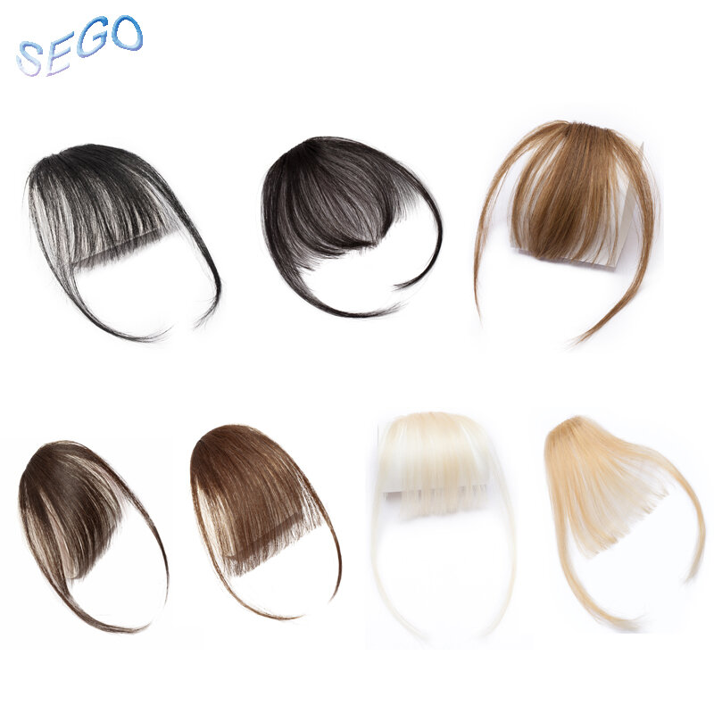 SEGO-flequillo Invisible de cabello humano, pieza de cabello rubio brasileño, extensión de cabello de repuesto no remy