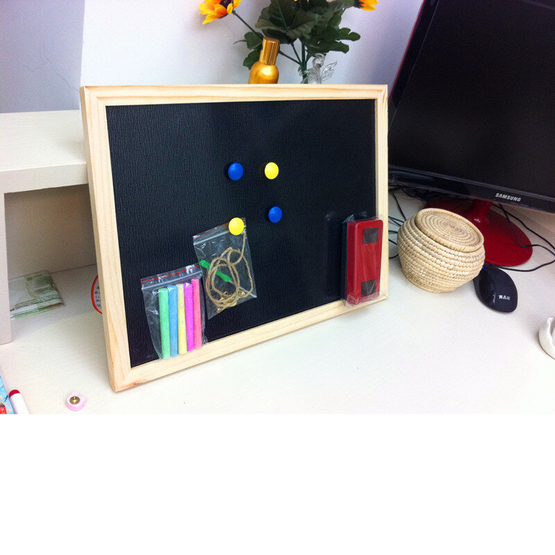Pizarra magnética de madera, marco de tiza, borrado en seco, color negro, proveedor de oficina, envío gratis, 30x40cm
