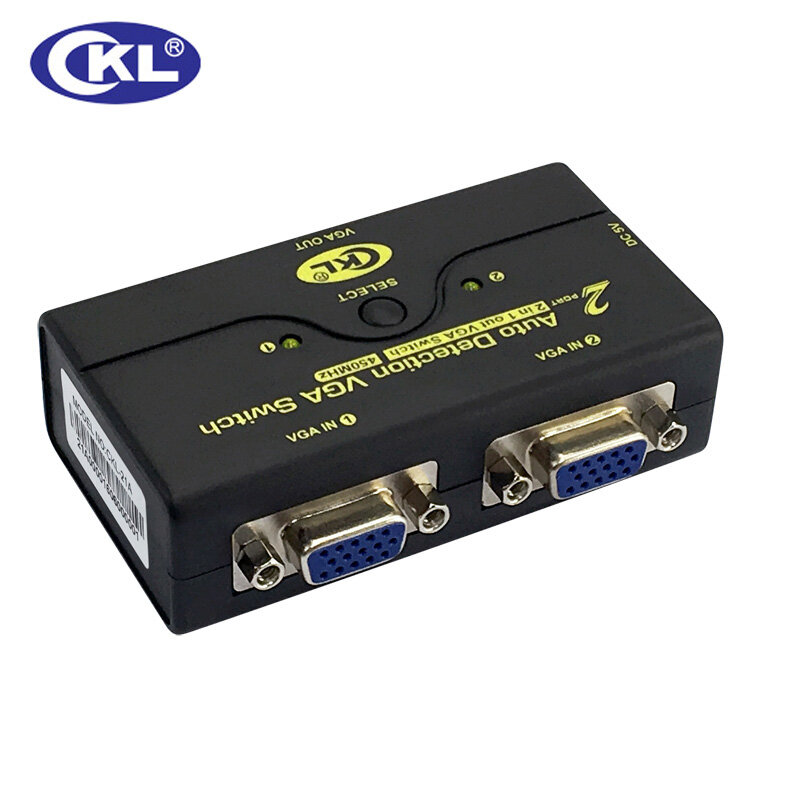 CKL ABS Auto VGA Switch 2 in 1, 1 Monitor 2 Computers Switcher Ondersteuning Auto Detectie 2048*1536 450 MHz USB Powered CKL-21A