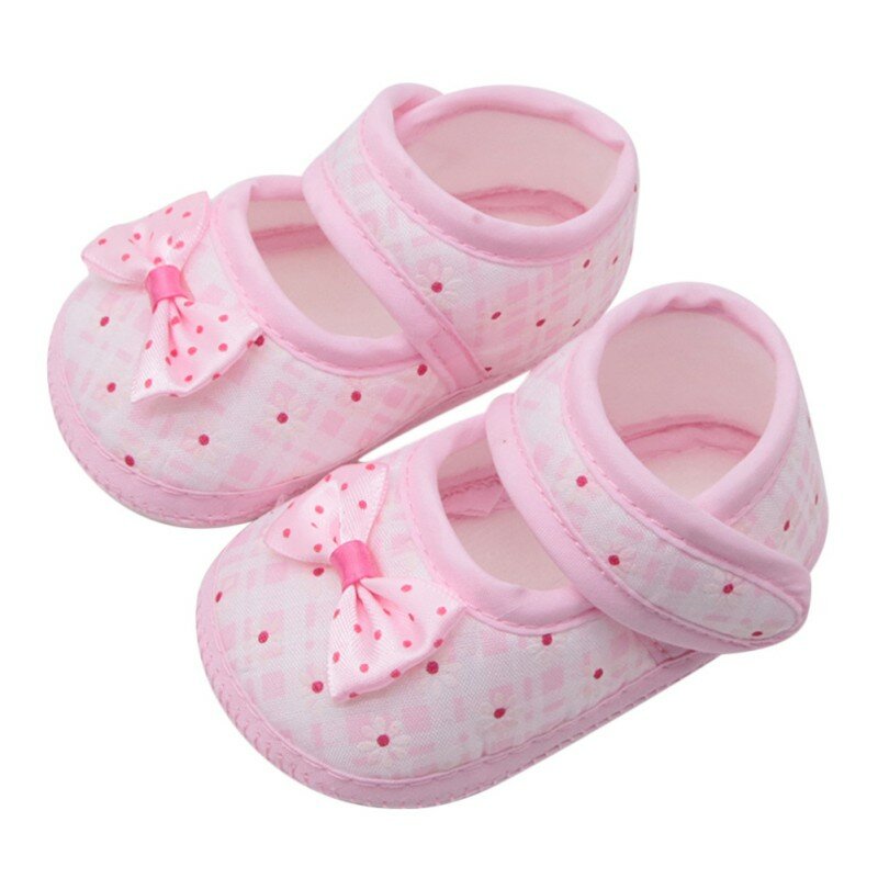 Хлопковая обувь Jlong для маленьких девочек, обувь для младенцев, начинающих ходить, для маленьких девочек, детская мягкая нескользящая обувь для кроватки с бантом для 0-18 месяцев