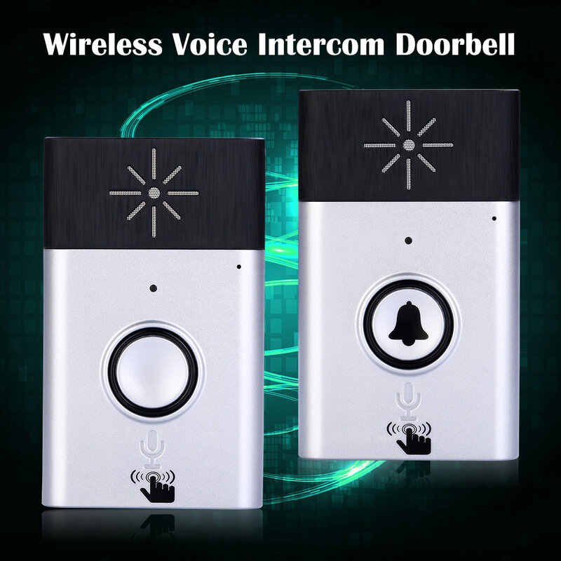 Smart Home Security Door Bell Wireless Voice Intercom Doorbell 2-way Talk Monitor with Outdoor Unit Button Indoor Unit Receiver