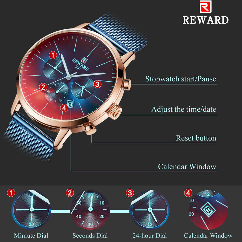 Nagroda marki zegarki męskie Top luksusowe wodoodporny zegarek kwarcowy zegarek na rękę męski sportowy chronograf męski zegarek Relogio Masculino
