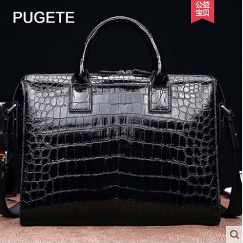 Pugete จระเข้ใหม่หนังกระเป๋าถือแนวนอนเดี่ยวไหล่กระเป๋าแล็ปท็อปขนาดใหญ่กระเป๋าเอกสารผู้ชายกระเป๋าถือ