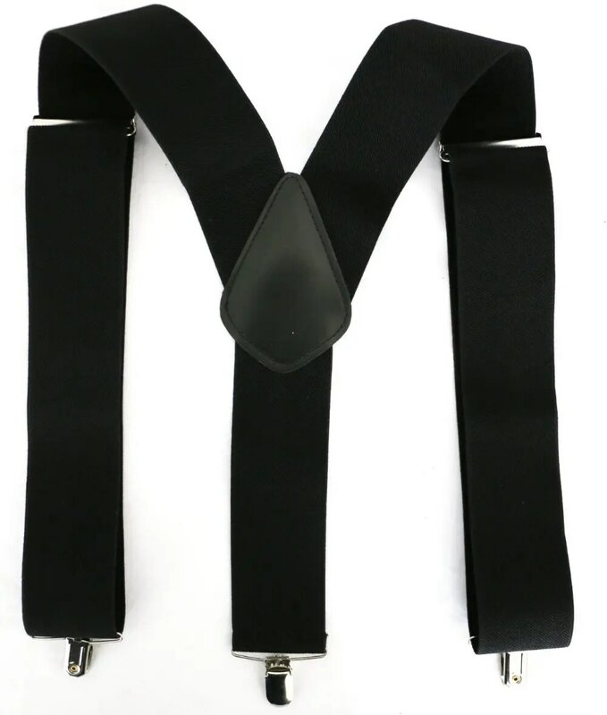 Suspenders Mens New 2 Inch 50mm Wide Black Red Color  Y-Back Clip-On Braces Suspenders For Mens Male