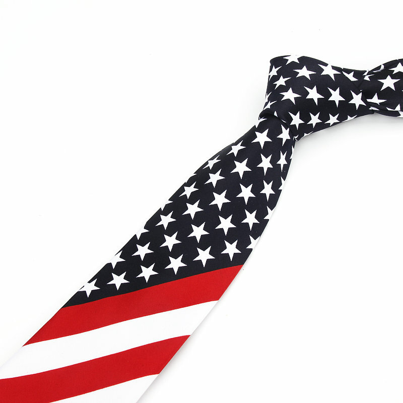 2018 Brand New Artificial Silk Star Striped American Flag Mens Necktie For Man Wedding Performance Tie For Business Party Ties