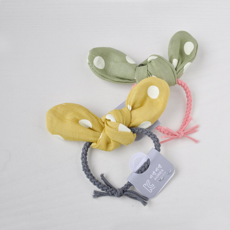 Women Girls Cute Printing Point Rabbit Ears Elastic Hair Bands Fabric Ponytail Holder Hair Ropes Rubber Bands Hair Accessories