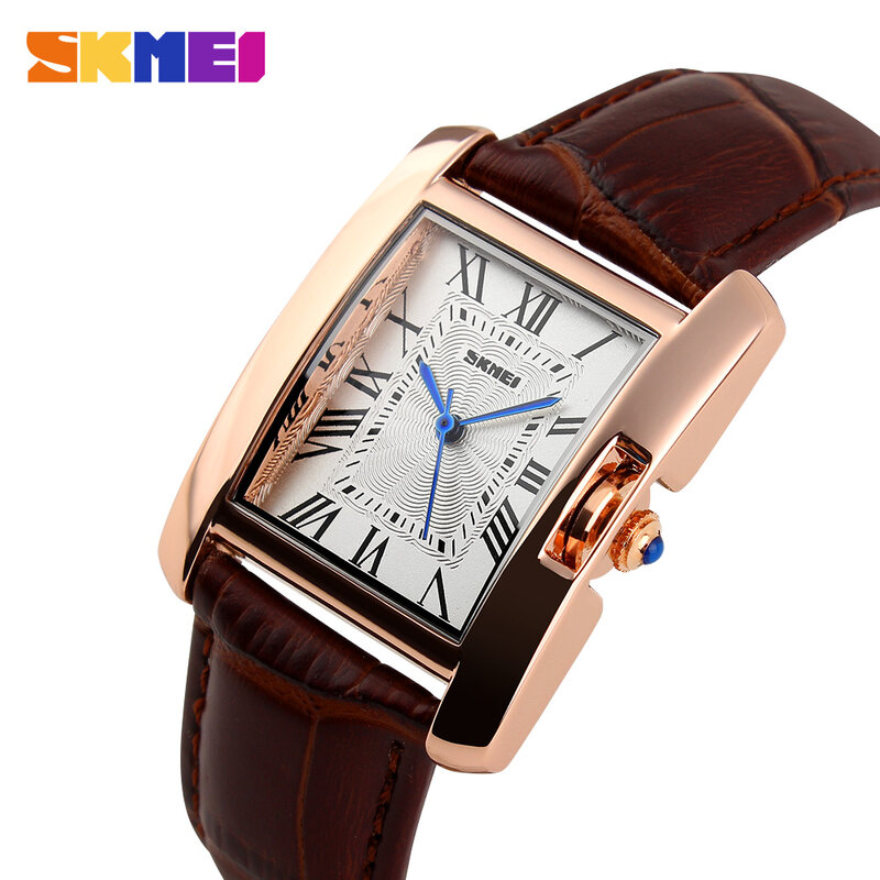 SKMEI-relojes de cuarzo de marca para mujer, reloj de pulsera de cuero Retro, resistente al agua, elegante, femenino