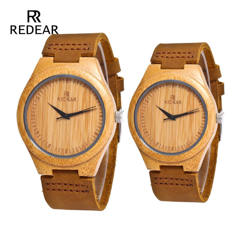 REDEAR Dropshipping man watch 2019 His-and-hers Watches for Men Handmade Quartz Wristwatch Real Leather Band Wedding Gifts