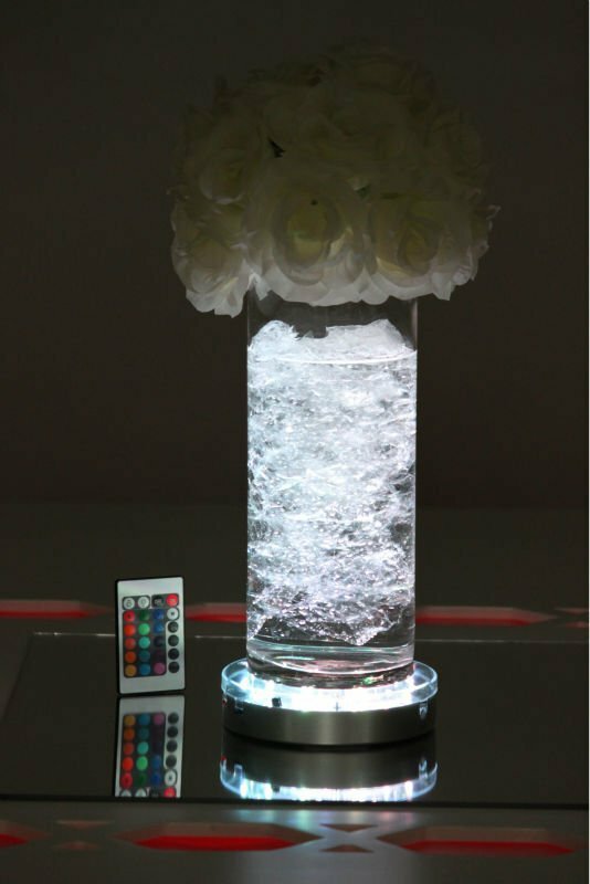 80 шт./лот Свадебный Декоративный осветительный прибор, 15 см круглый 19 шт. RGB светодиодный осветительный прибор Под вазой с дистанционным управлением, питание от 3 батареек AA