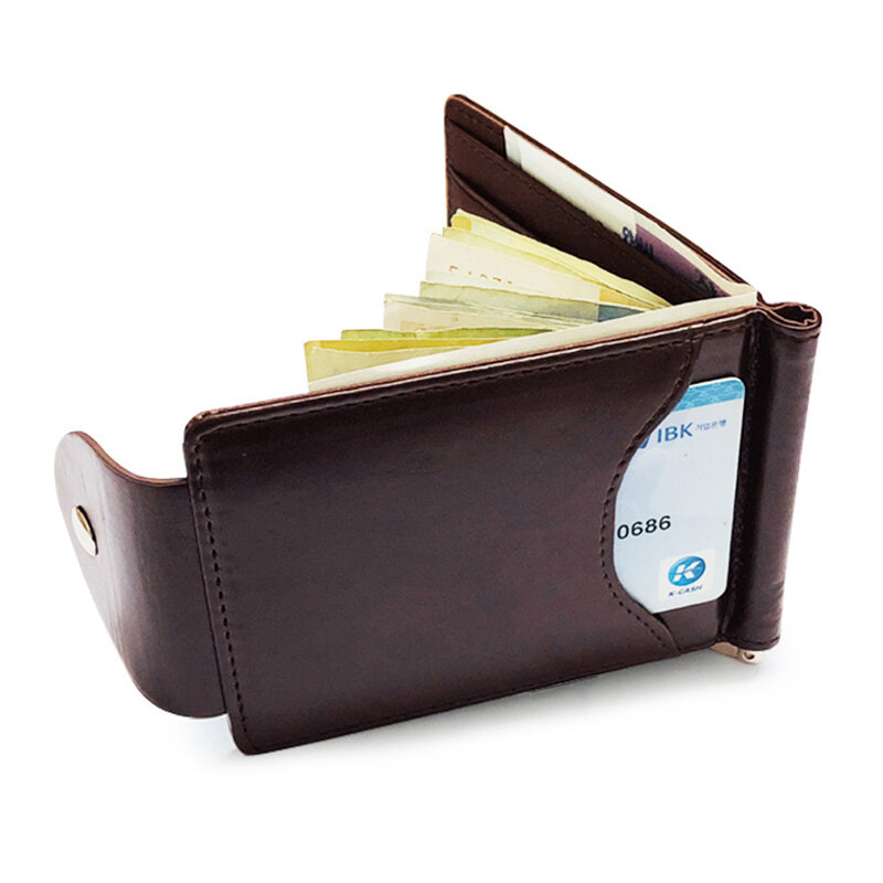 KUDIAN niedźwiedź Rfid portfel męski krótki klip na pieniądze Metal PU skórzana portmonetka szczupły mężczyzna minimalistyczny posiadacz karty BID249 PM49