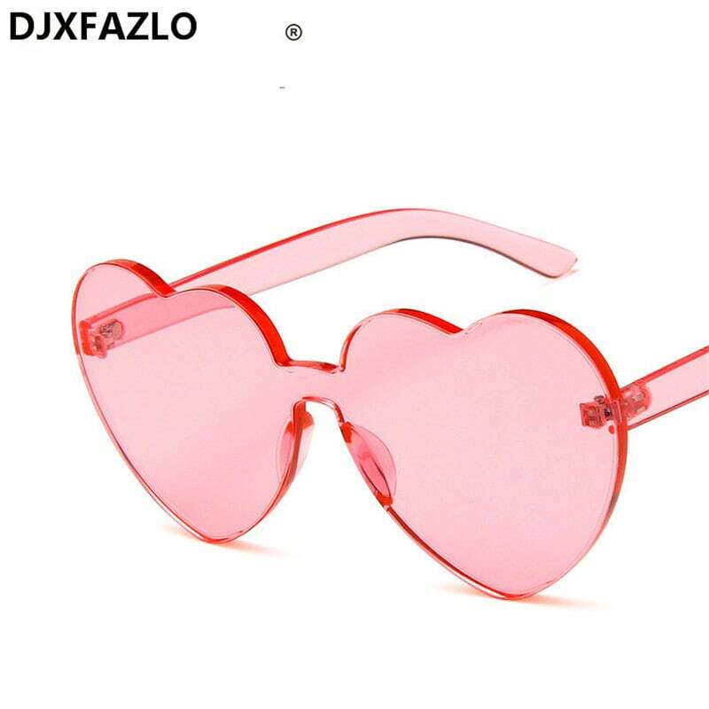 Gafas de sol Vintage sin montura para mujer, lentes de sol con forma de corazón de amor, diseño Original de marca de lujo, UV400