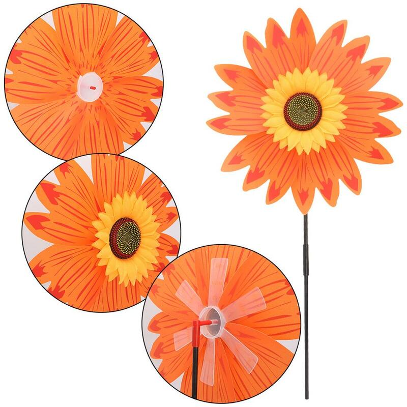 Besar Dua Lapisan Bunga Matahari Kincir Angin Angin Spinner Mainan Anak-anak Halaman Dekorasi Taman