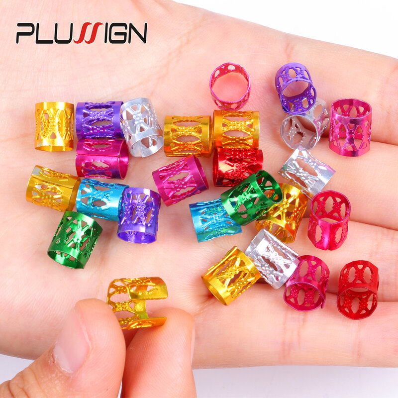 Plussign 50Pcs 100Pcs Available Hair Beads For Dreadlocks Fashion Hair Charms Best Selling Hair Extensions Rings Hair Braid Cuff