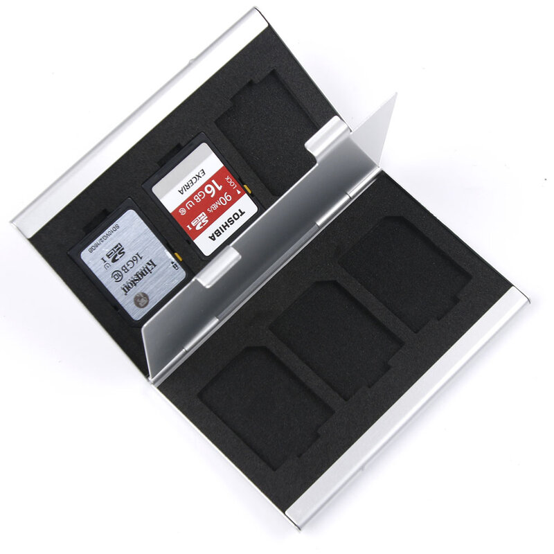 Caixa de armazenamento de alumínio da câmera 6 do cartão de memória do metal mmc caso do suporte do cartão de memória do sd mmc tf