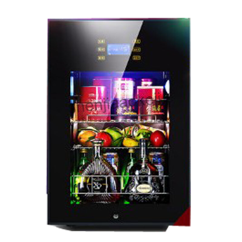 Réfrigérateur à vin avec porte en verre transparente, congélateur à 5 à 10 degrés C pour le thé et les boissons, armoire d'échantillon d'aliments, 62l