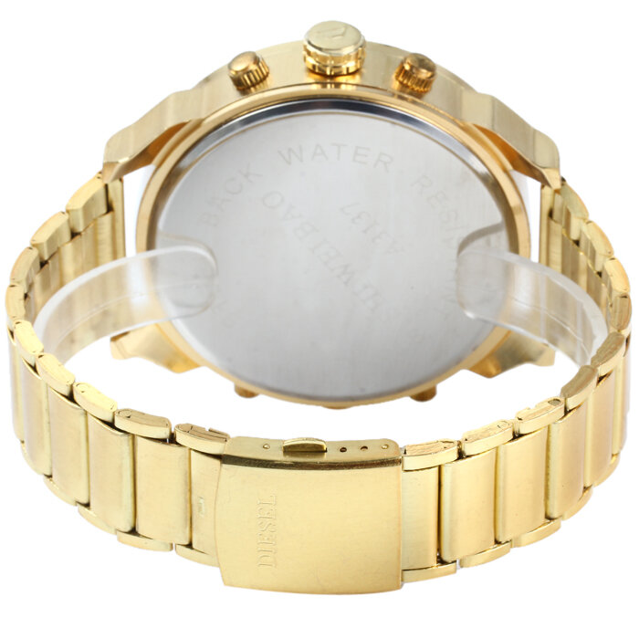 Shiweibao-Relógio de pulso de aço inoxidável masculino, faixa dourada, quartzo, luxo, militar, XFCS, novo, D3137