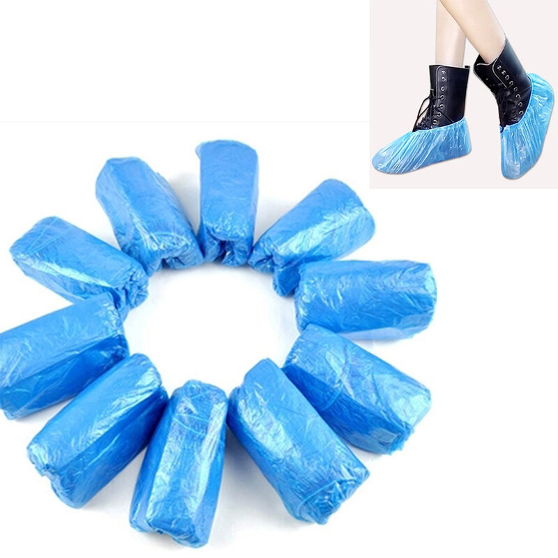 100 PCS Plastic Disposable Shoe Covers Cleaning Overshoes Protective