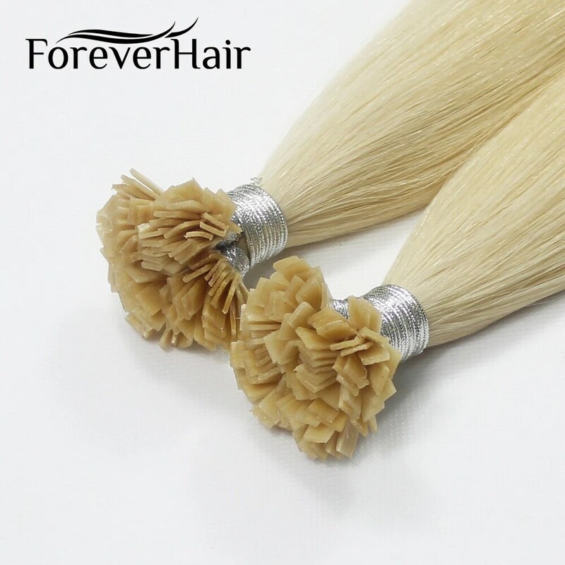 Волосы для наращивания FOREVER 0,8 г/локон, 14 дюймов, 100% Реми, предварительно скрепленные, с плоским кончиком, шелковистые, прямые, в капсулах, волосы с кератином, 40 г/упаковка