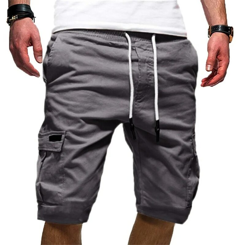 Men Shorts Pure Color Bandage Casual Loose Sweatpants Drawstring Short Pant Men's Sport Brand Clothing Comfortable Shorts c0520