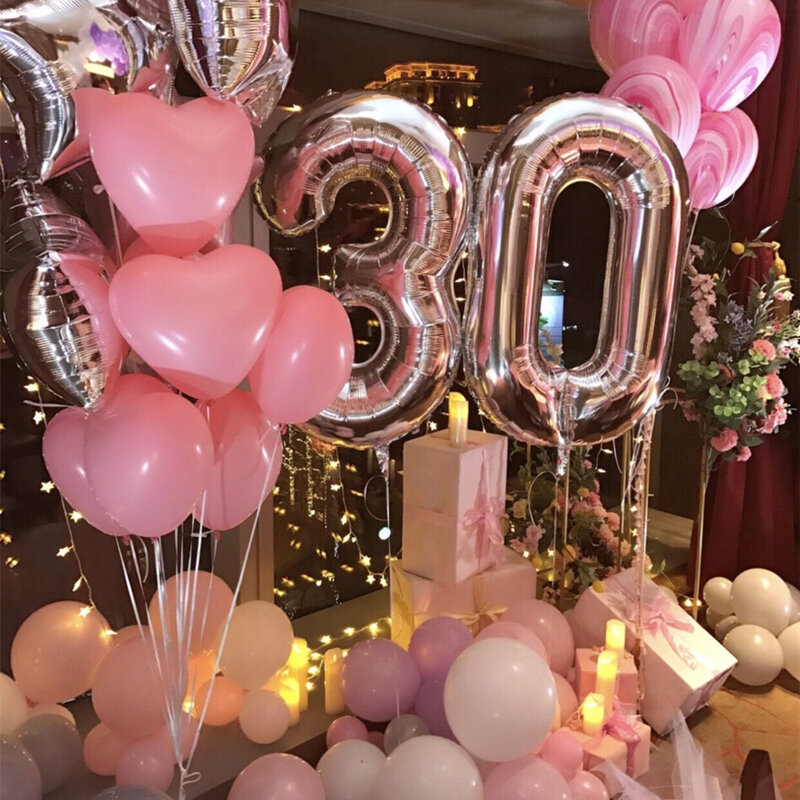 Palloncini elio in lamina di oro rosa da 2 pollici 40 pollici 18 20 21 30  50 anni numero palline d'aria forniture per decorazioni per feste di  compleanno per adulti / Forniture da festa