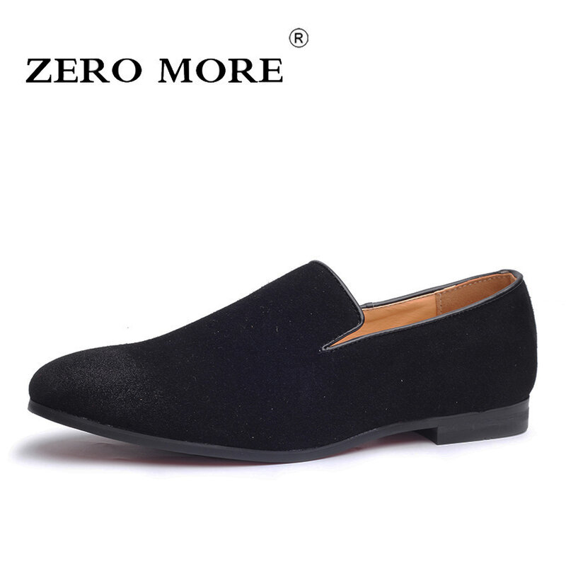 ZERO MORE Slip On Shoes hombres mocasines negro 2019 mocasines sólidos suaves hombres zapatos Casual Tallas grandes moda transpirable azul de gamuza