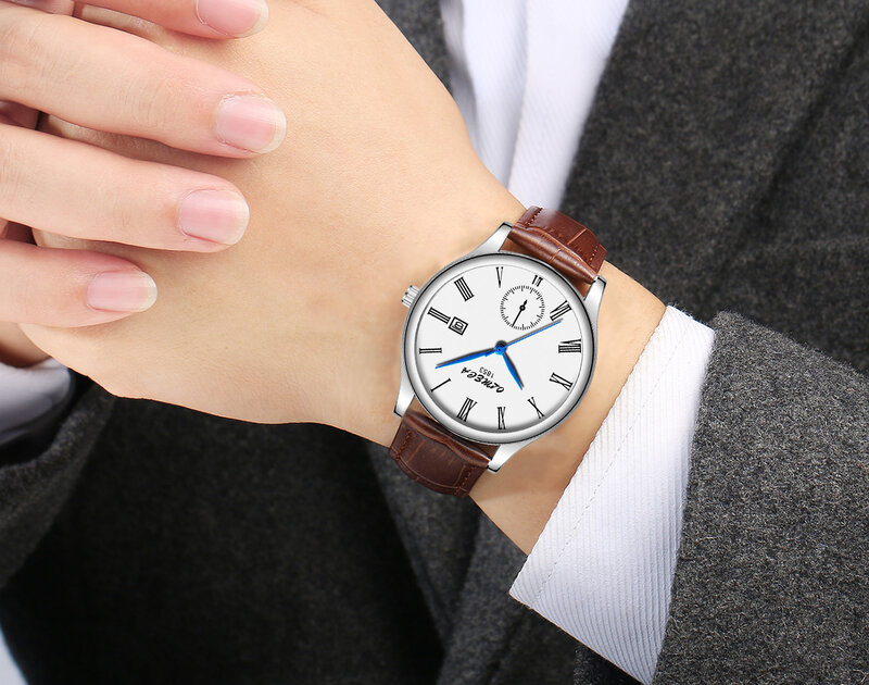 Relógio de pulso masculino com pulseira de couro, relógio casual com calendário e data para homens