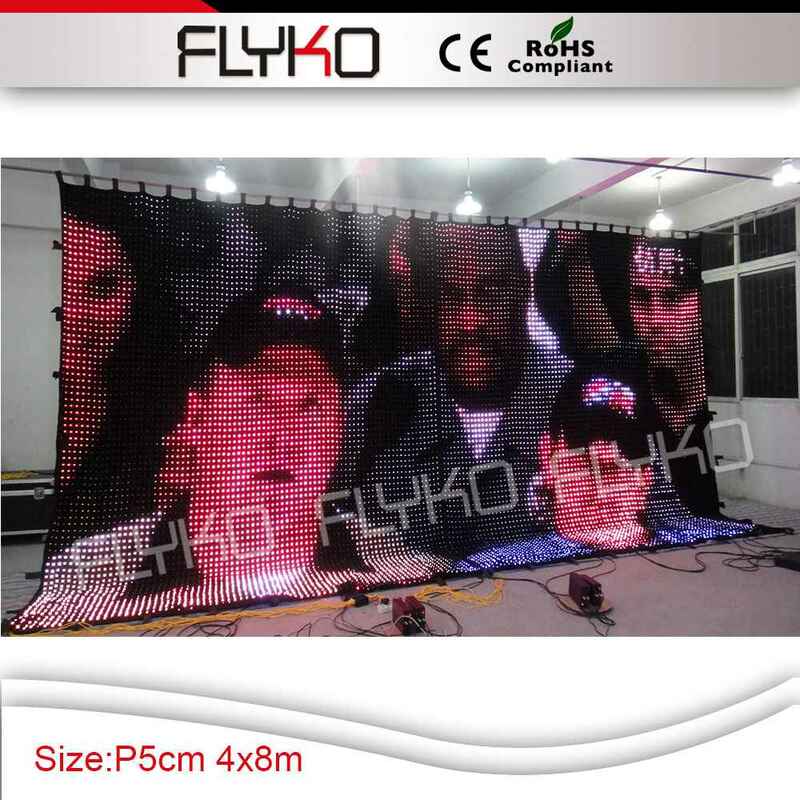 Cortina de vídeo led elegante 4x8m p5cm, tecido de led macio, exibição de palco, dj, voo capa com estojo