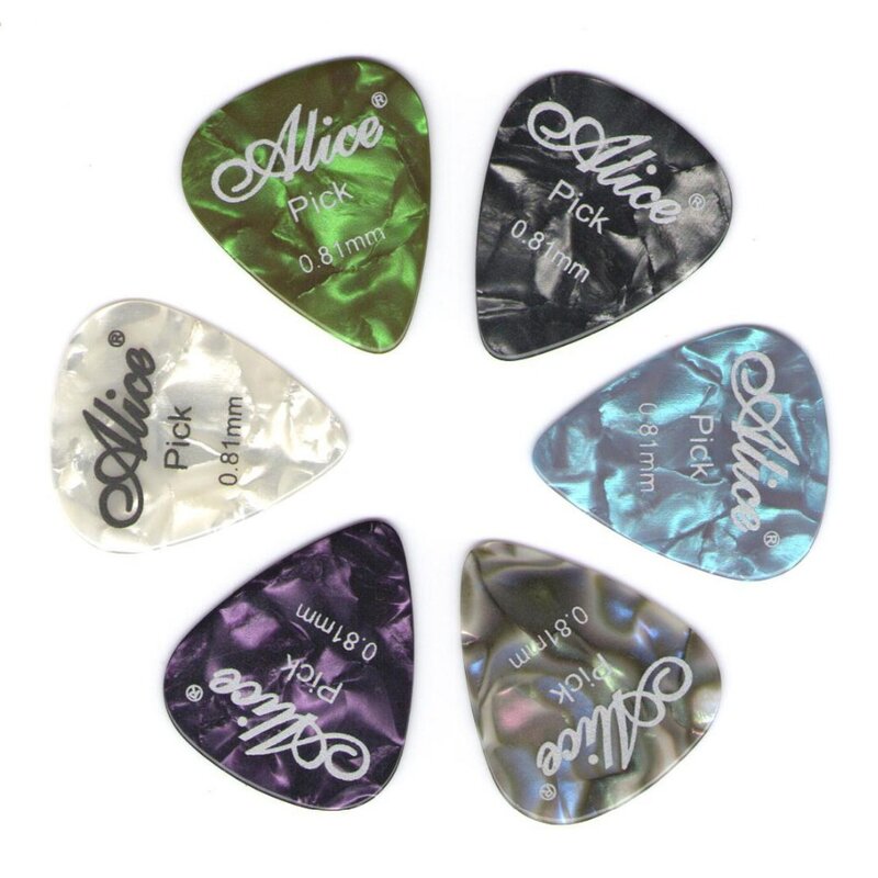 6 pieces Alice Celluloid Guitar Picks Mediator Thickness 0.46 0.71 0.81 0.96 1.20 1.50 mm - Color Random