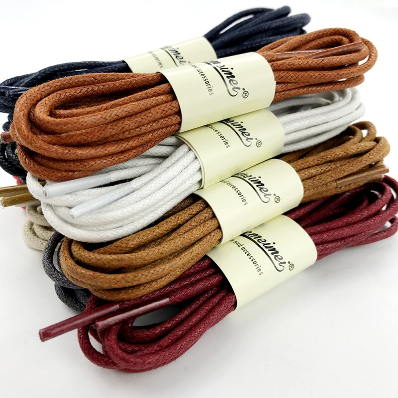 Casual Cotton Shoelaces Waterproof Waxed Oxford Round Shoe laces Leather Shoestring Cord Ropes 60cm/80cm/100cm/120cm/140cm/180cm