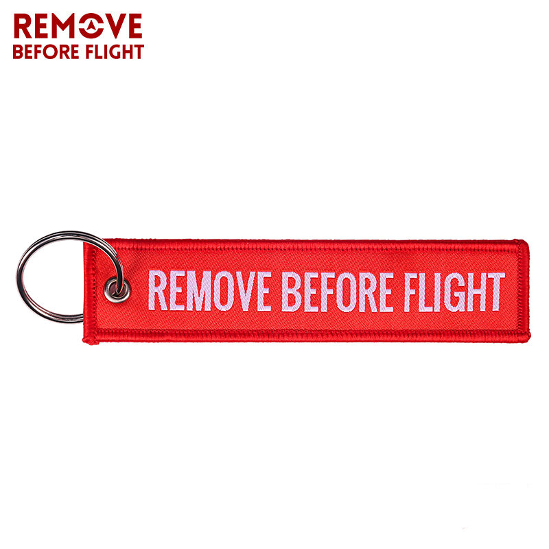 Remover Antes do Voo-Red Woven Especial Bagagem Tag Label, Chaveiro, Corrente Vermelha, Aviação Presentes, OEM Keychain, Fashion Jewelry