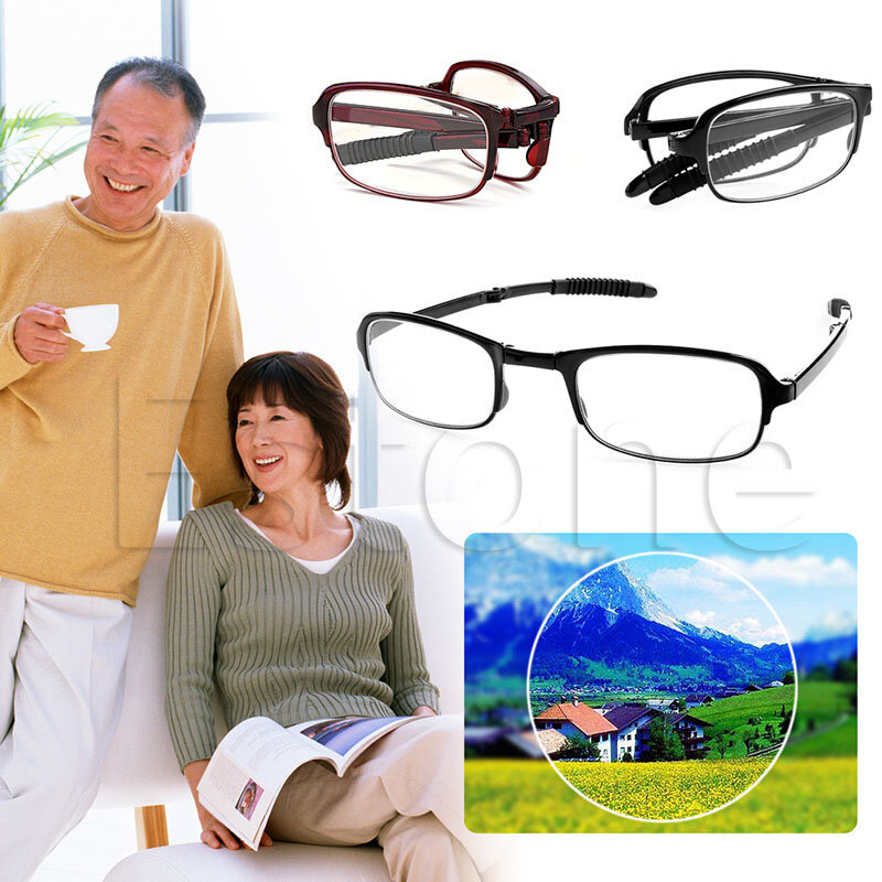 Óculos de leitura dobráveis unissex, pendurados dobrados + 1 + 1.5 + 2 + 2.5 + 3 + 3.5 + 4.0